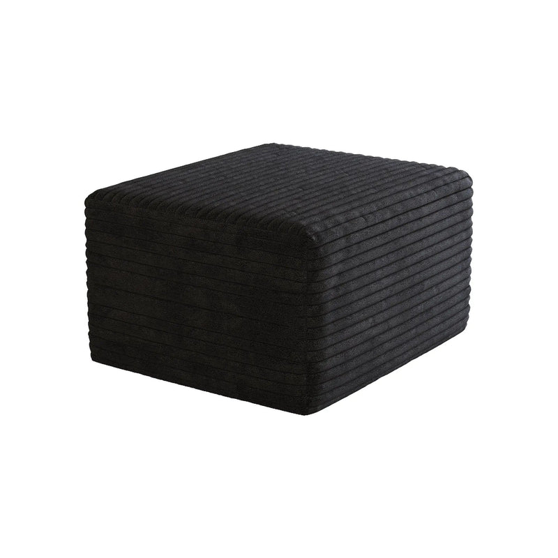 Black Plush Corduroy Sofa Ottoman - No Assembly Required by HouseOfZazla