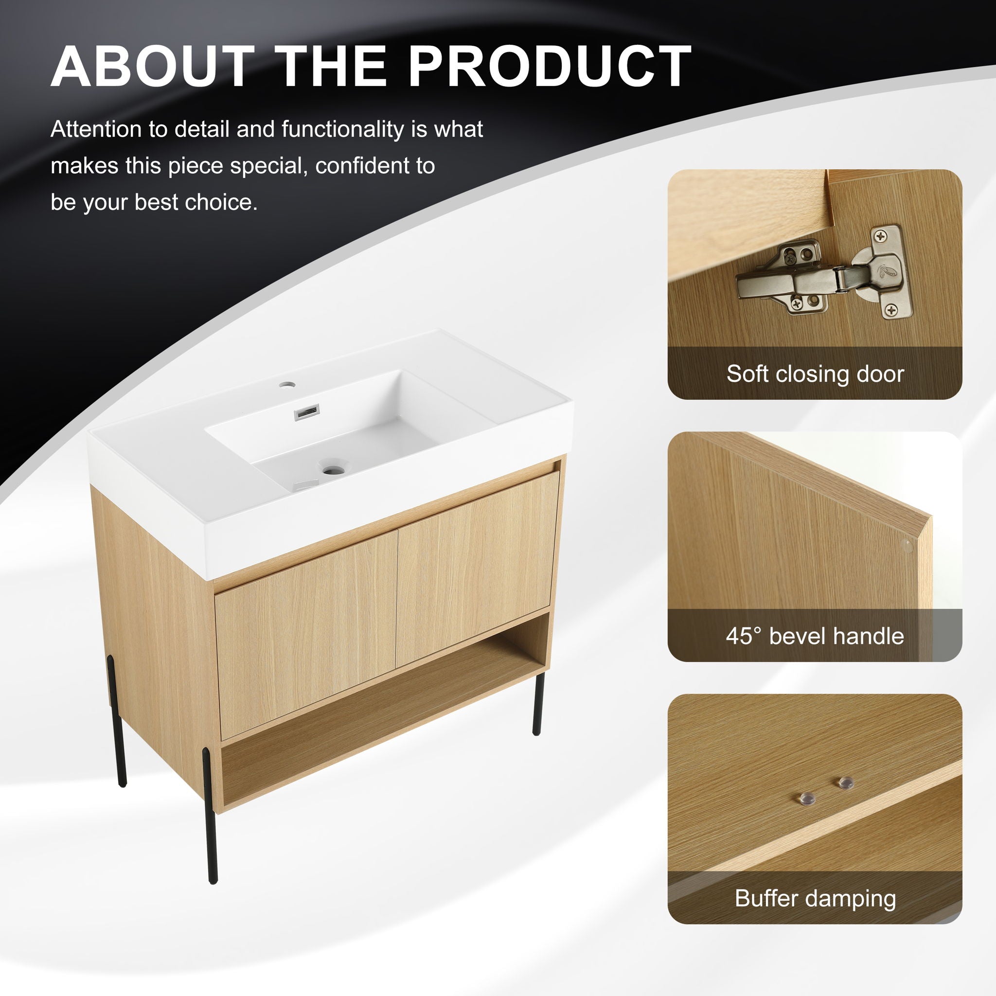 Modern Bathroom Vanity Combo With Single Resin Sink And Storage Cabinet by HouseOfZazla