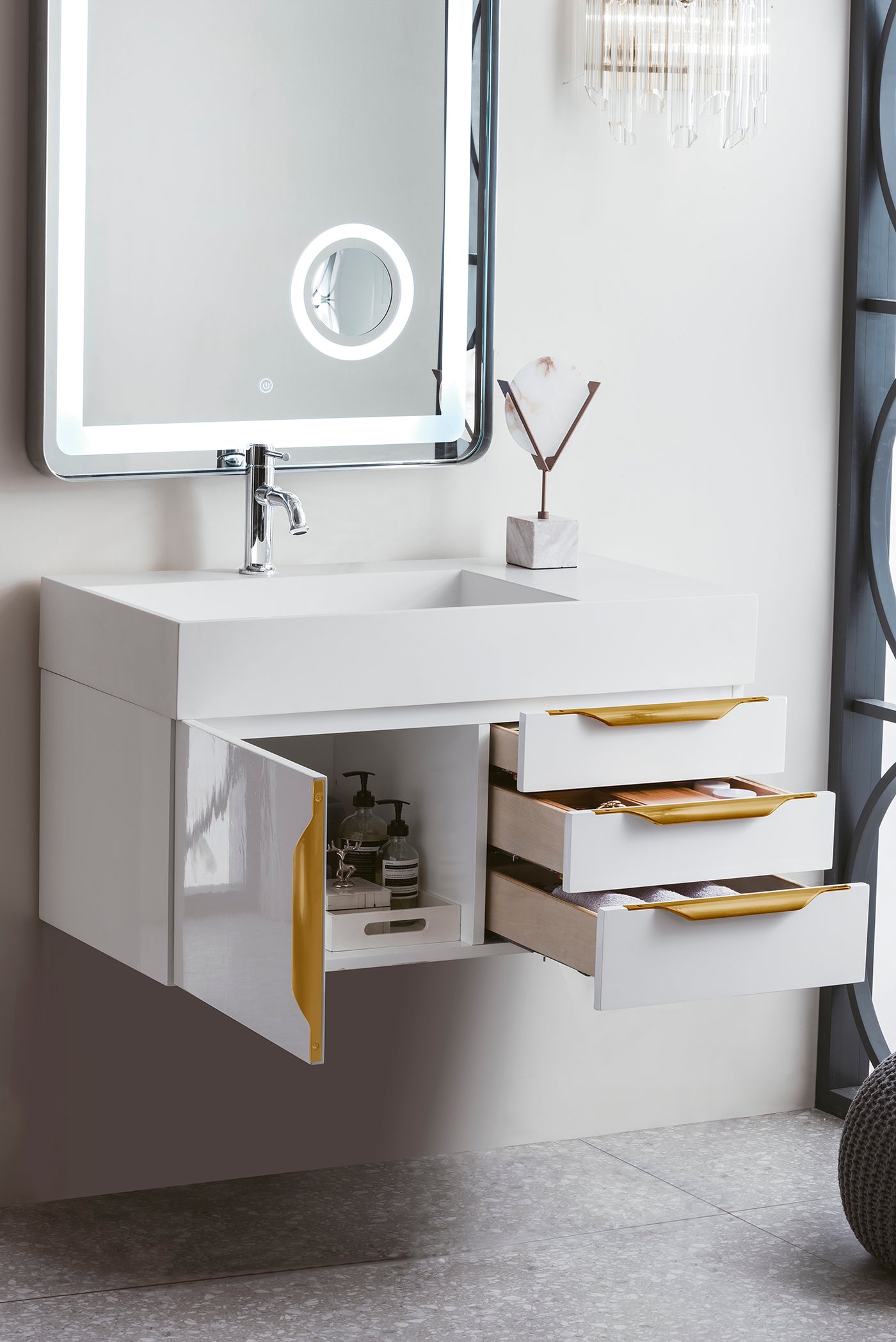 James Martin Columbia 36" Floating Single Bathroom Vanity, Glossy White by James Martin