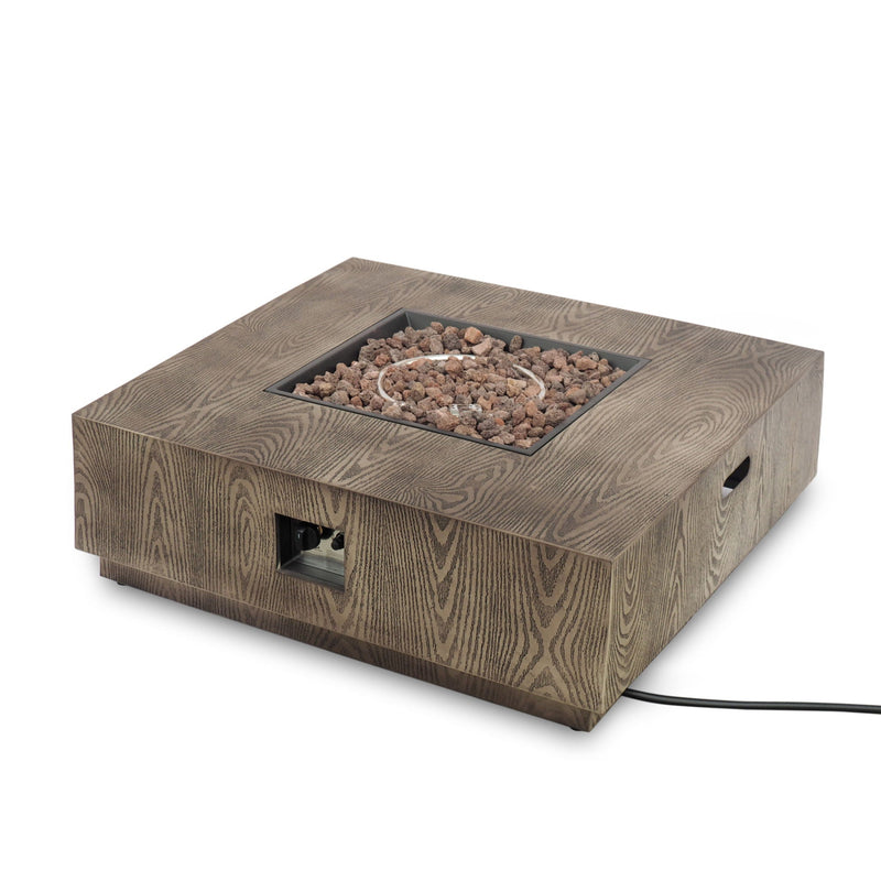 Wellington Square Iron Fire Pit With Wood Pattern Design And 50,000 Btu Output by HouseOfZazla