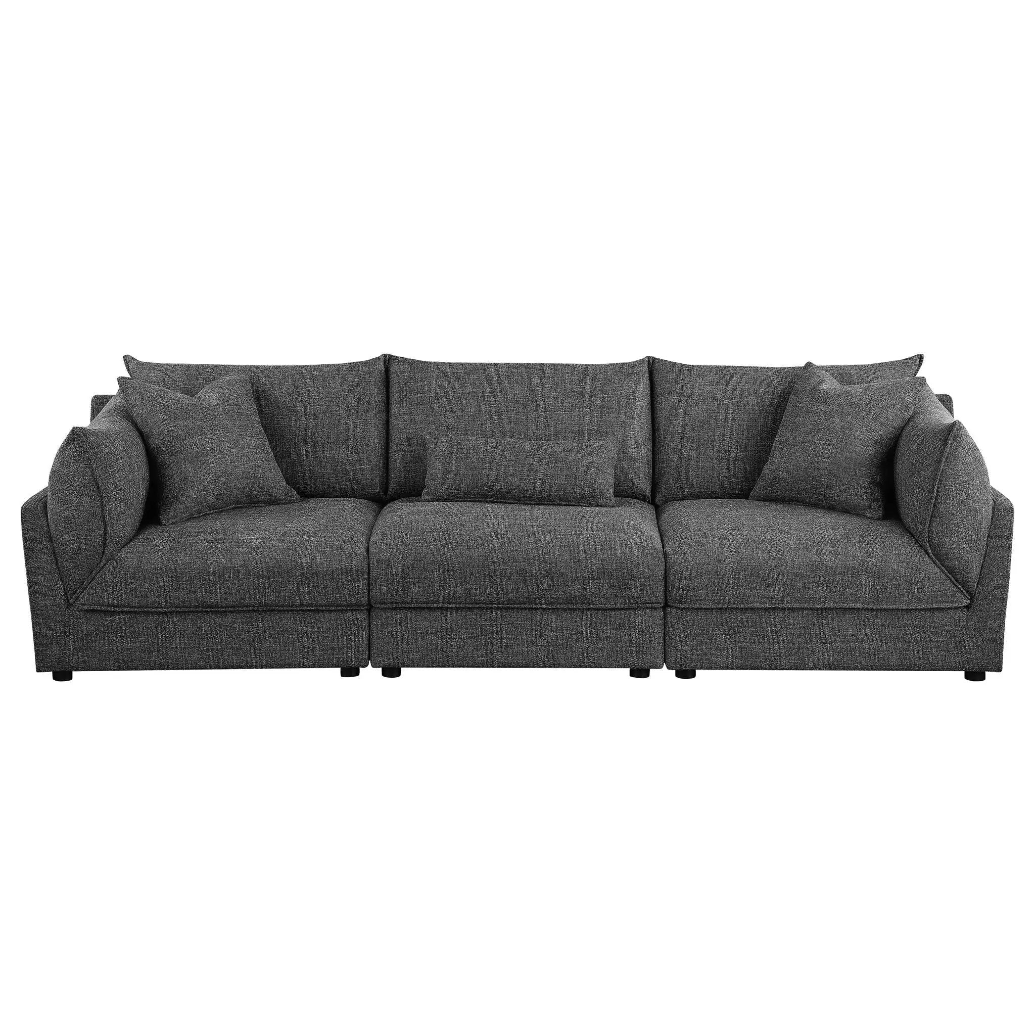 Sasha 3-Piece Upholstered Sofa Barely Black by Unique Piece Furniture