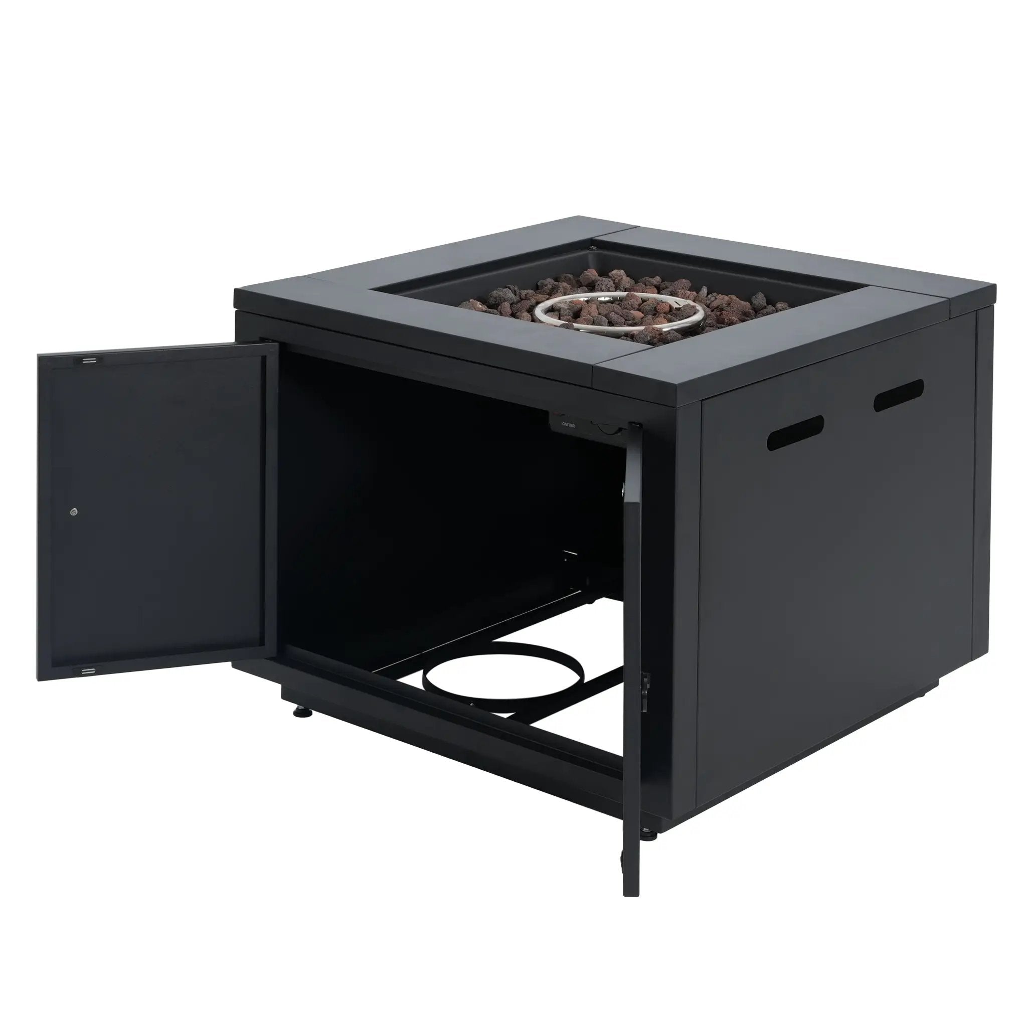 30inch Square Steel Fire Pit Table, in Black,40000BTU by HouseOfZazla