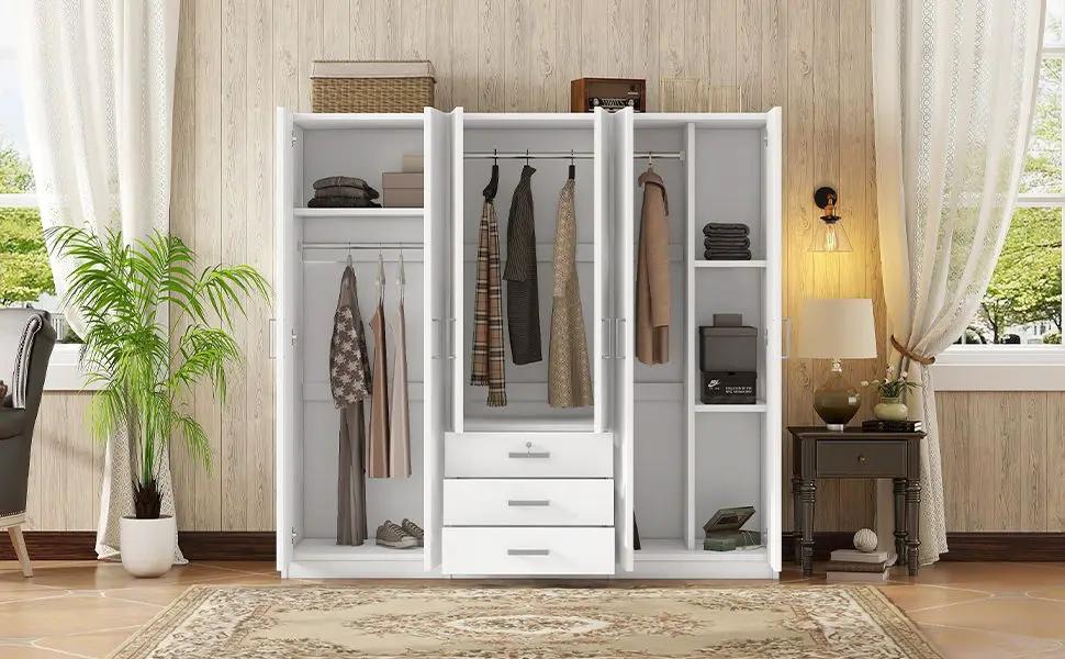 6 Doors Wardrobe Storage For Bedroom, With Big Drawers by HouseOfZazla