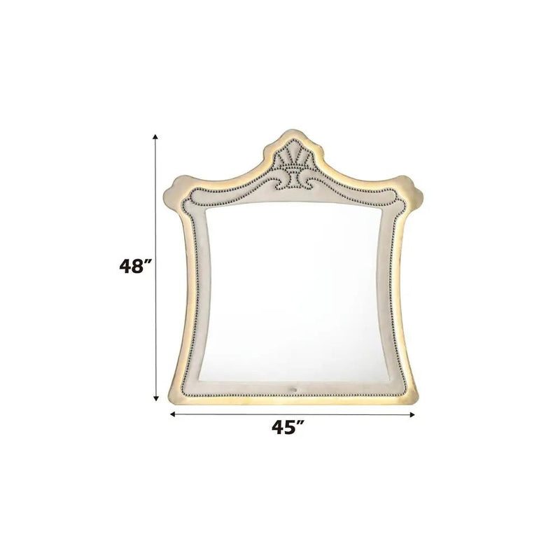 Lucienne - Mirror With LED - Beige Velvet by Unique Piece Furniture