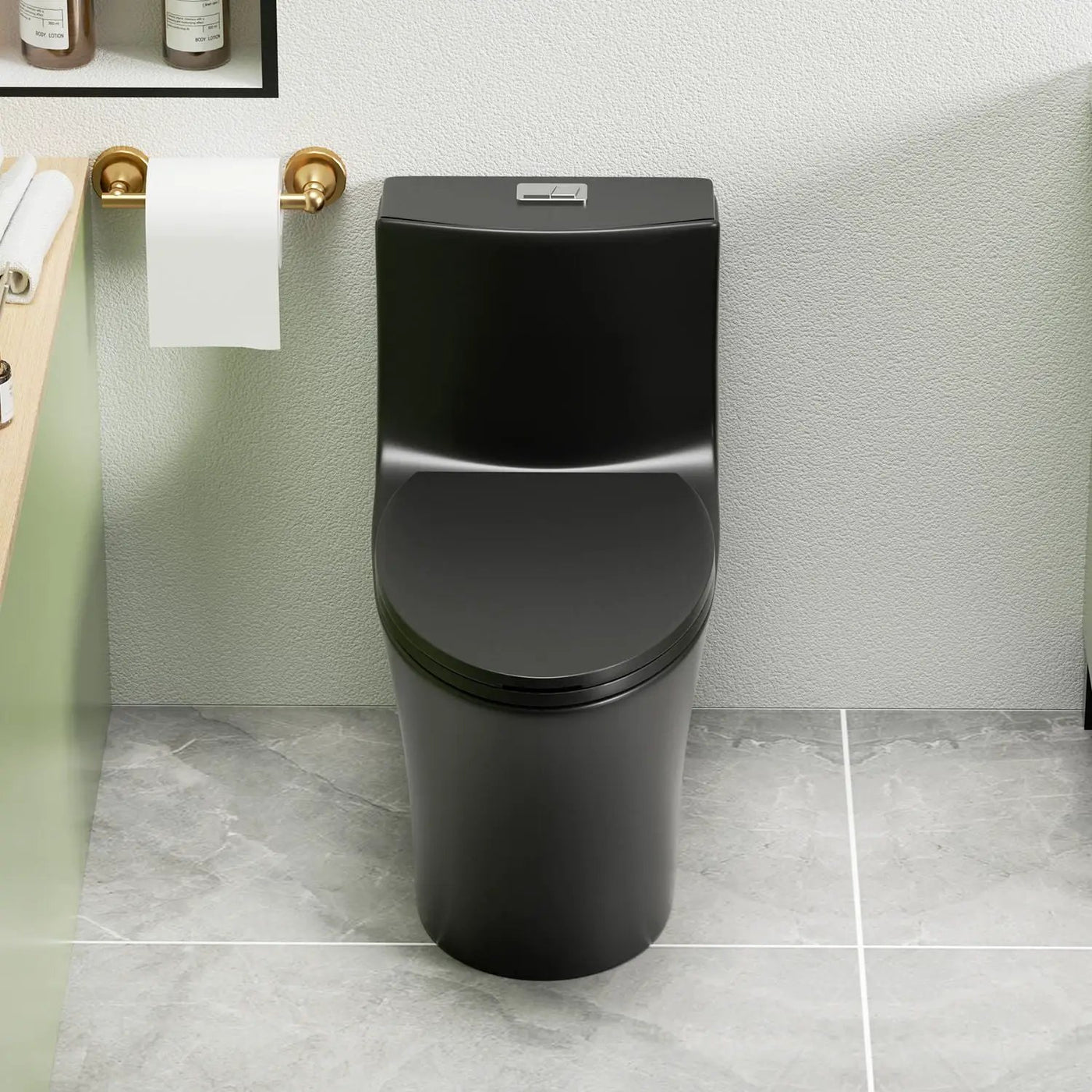 1 Piece Toilet With Dual Flush And Soft Closing Seat by HouseOfZazla