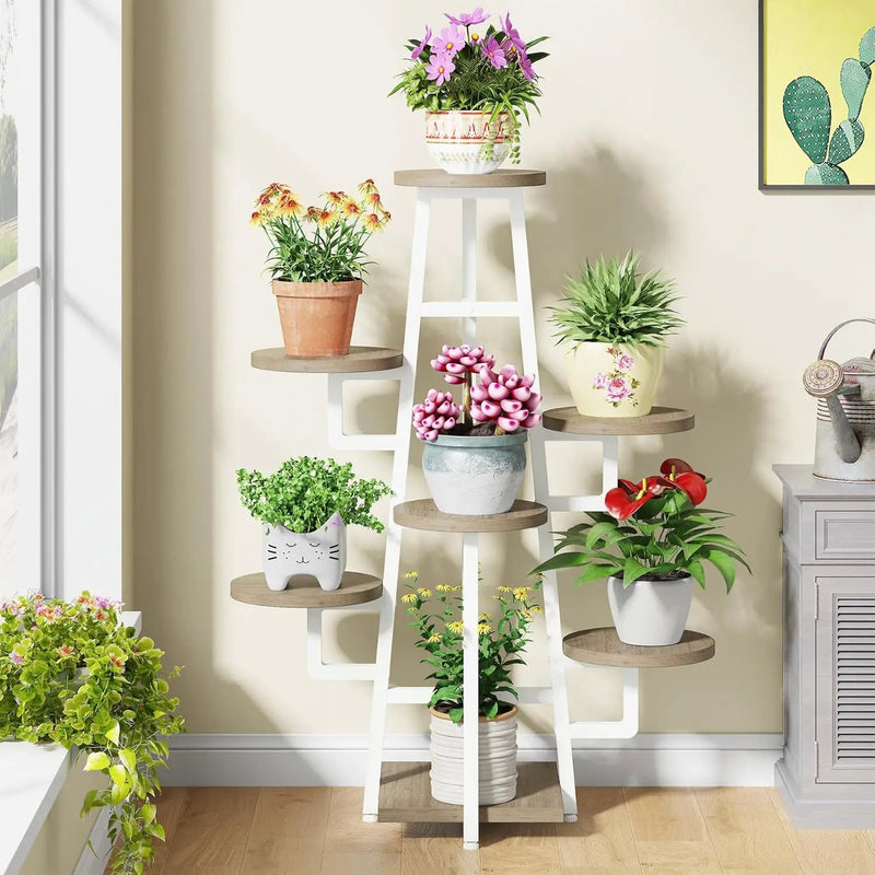 7 Tier Corner Plant Shelf With High Low Design For Living Room by HouseOfZazla