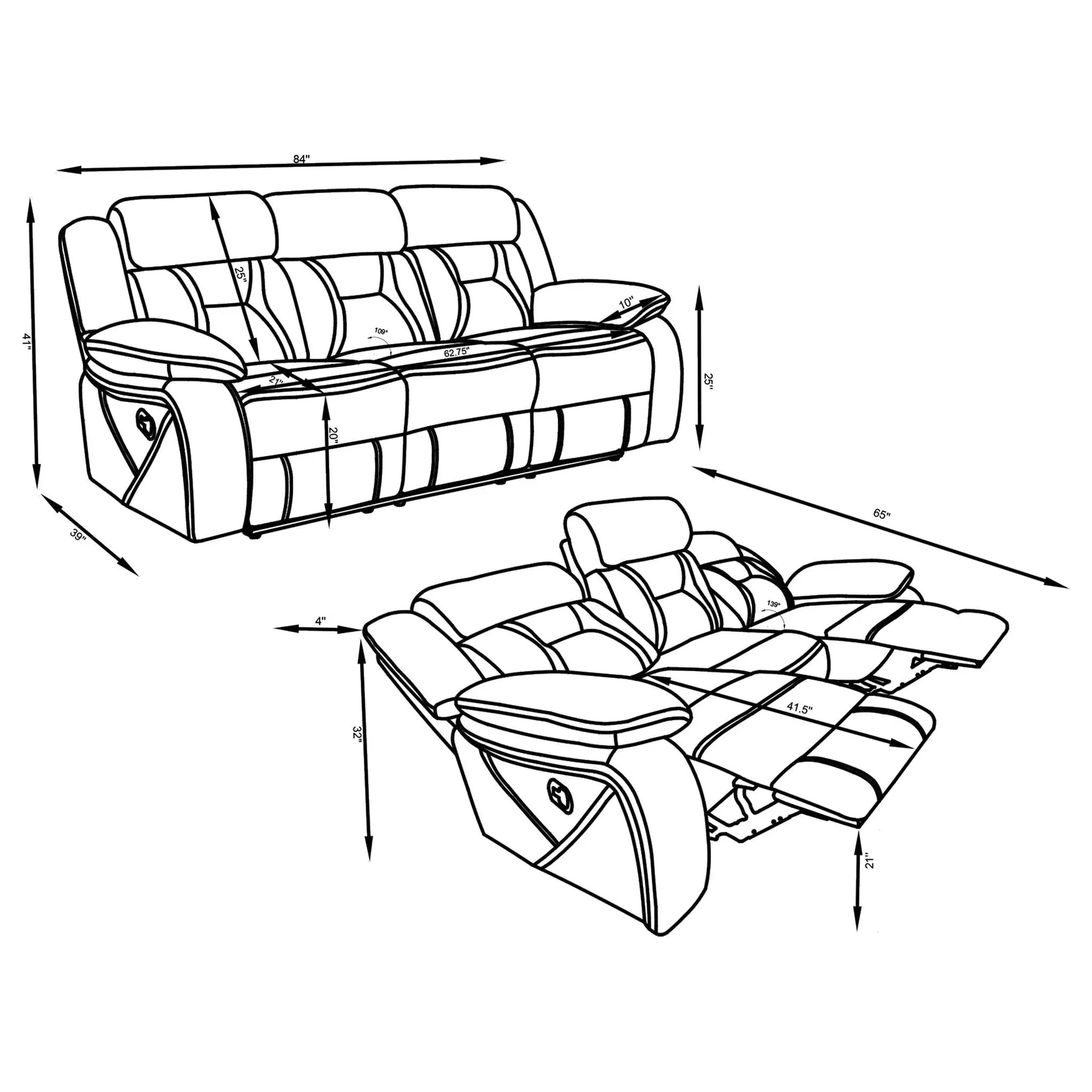 Orson - 2 Piece Reclining Living Room Set In Microfiber With Manual Reclining And Storage Features - Gray by HouseOfZazla