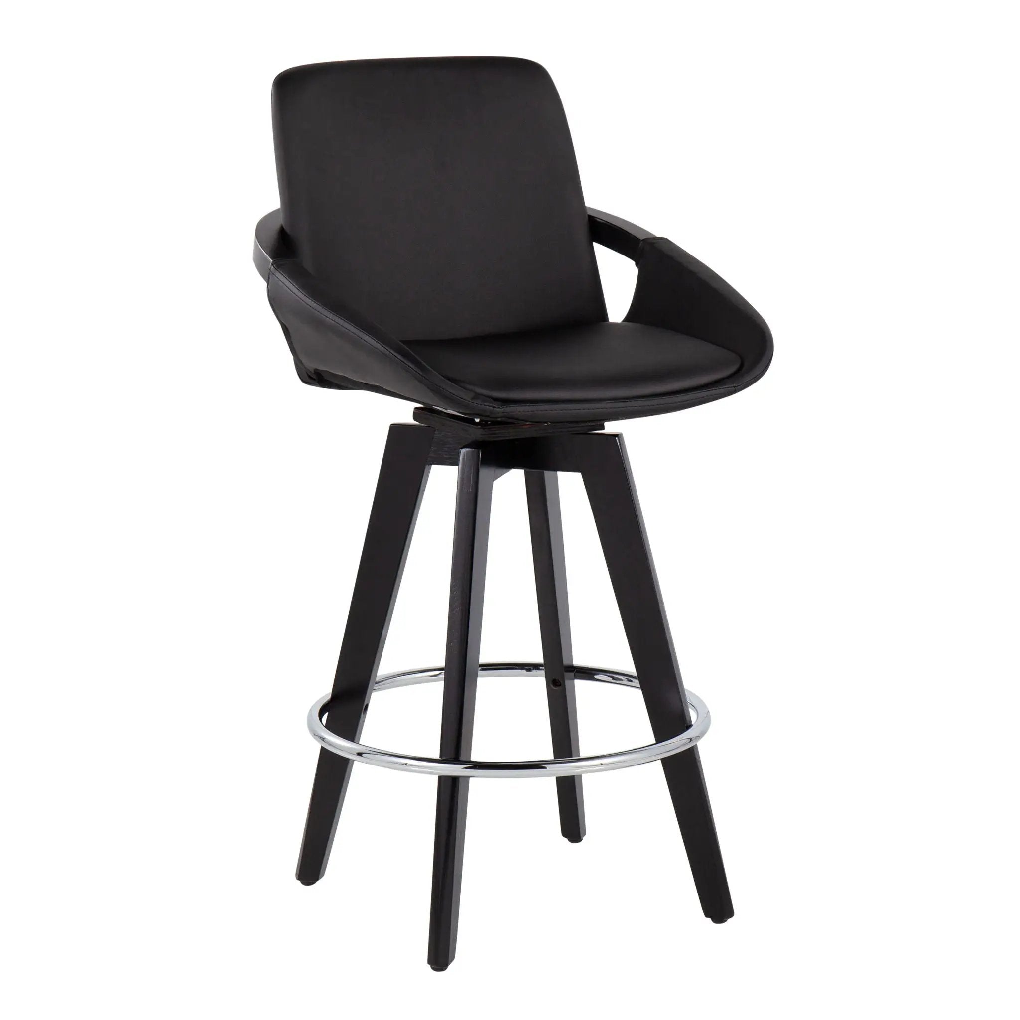 Cosmo - Contemporary Fixed Height Counter Stool With Swivel And Round Footrest (Set of 2) by HouseOfZazla