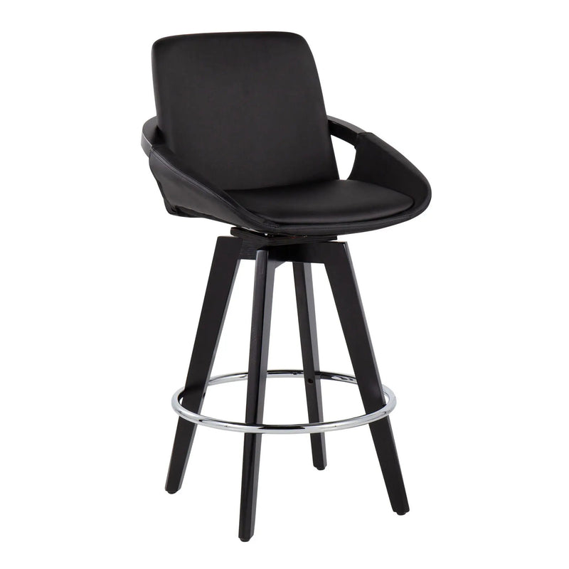 Cosmo - Contemporary Fixed Height Counter Stool With Swivel And Round Footrest (Set of 2) by HouseOfZazla