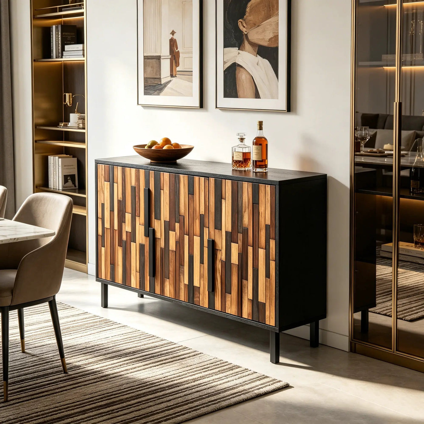 Farmhouse Rustic Sideboard With Straight Wood Pattern by HouseOfZazla