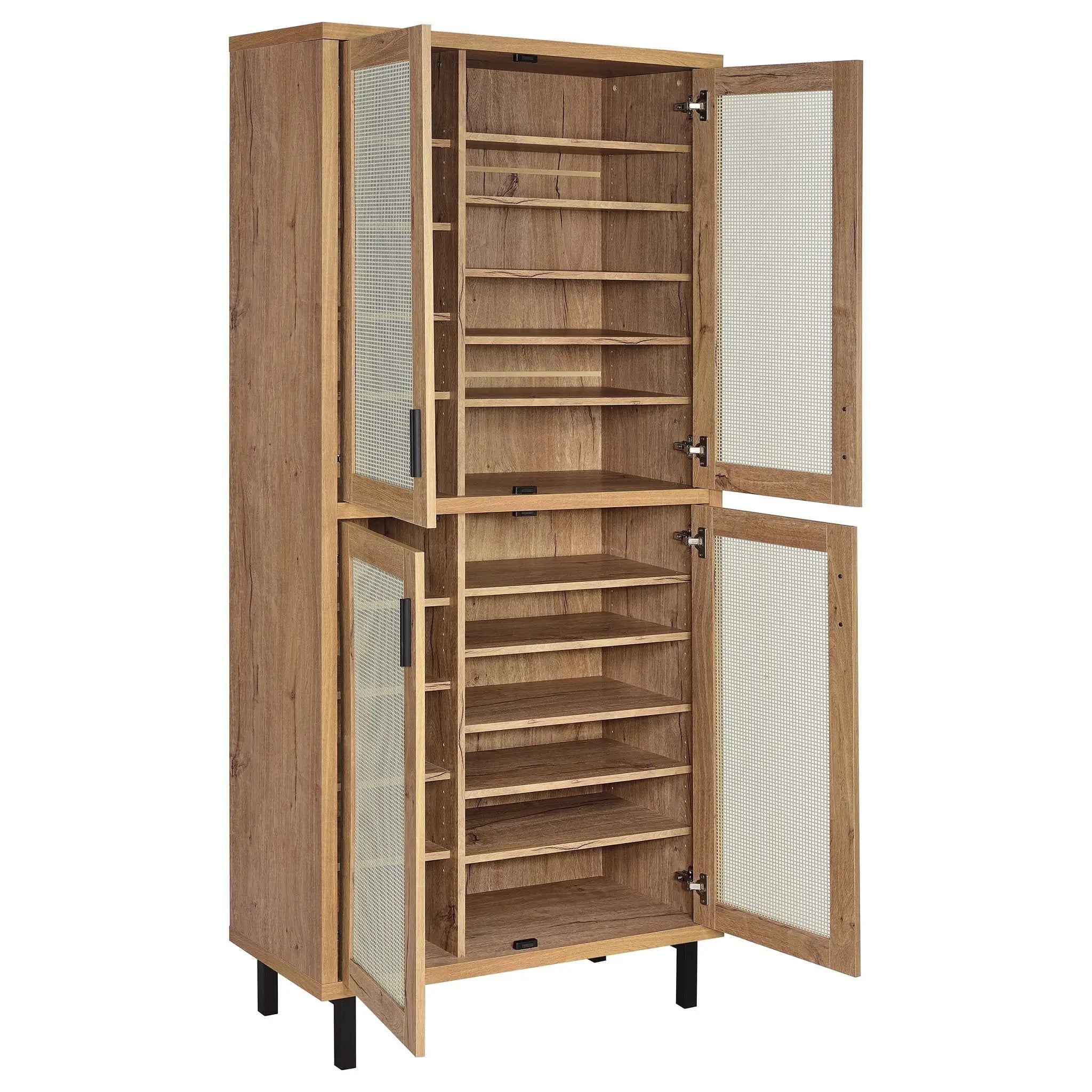 Teller 80-inch 4-door Tall Shoe Storage Cabinet Natural Oak by Unique Piece Furniture