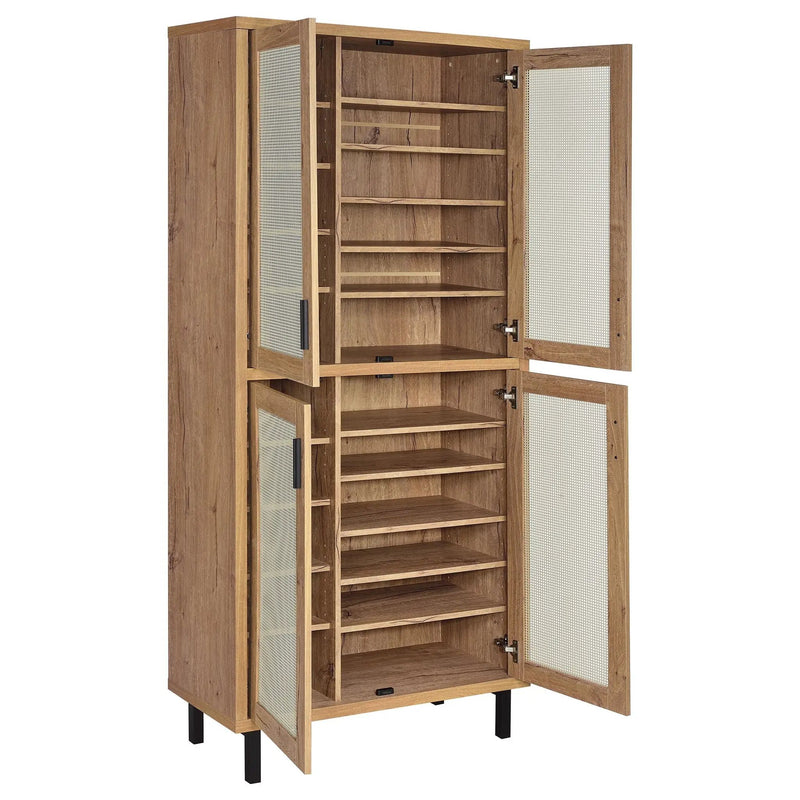 Teller 80-inch 4-door Tall Shoe Storage Cabinet Natural Oak by Unique Piece Furniture