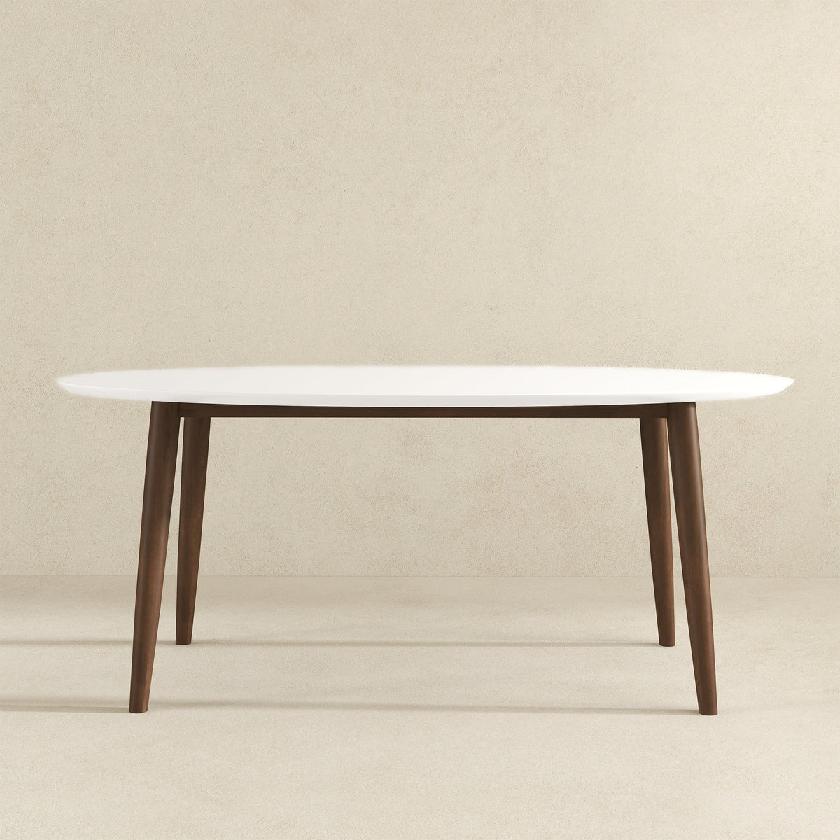 Mid-Century Modern Oval Dining Table with Solid Wood Construction - White, photo 14 of 16