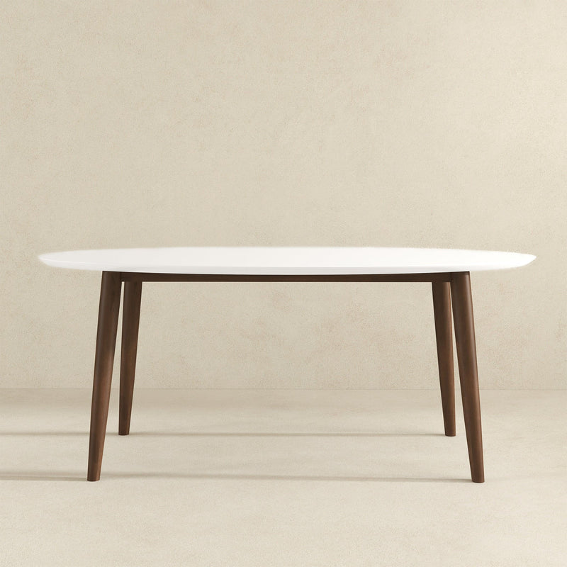 Mid-Century Modern Oval Dining Table with Solid Wood Construction - White, photo 14 of 16