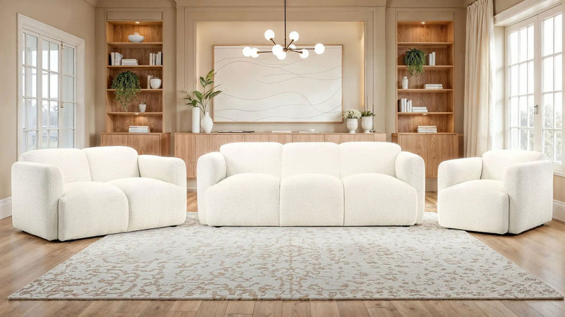 Dorset 3-piece Upholstered Round Track Arm Sofa Set White by Unique Piece Furniture