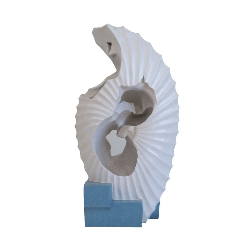Abstract Water Fountain With Base With Light, For Indoor And Outdoor - White / Blue by HouseOfZazla