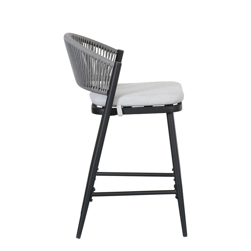 Outdoor 26" Counter Height Metal Frame Counter Stools With Scallop Shaped Backrest & Water Resistant Cushions by HouseOfZazla