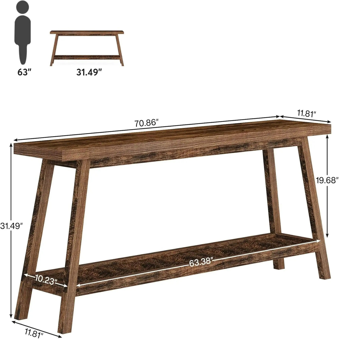 Extra Long Console Table With 2 Tier Open Storage by HouseOfZazla