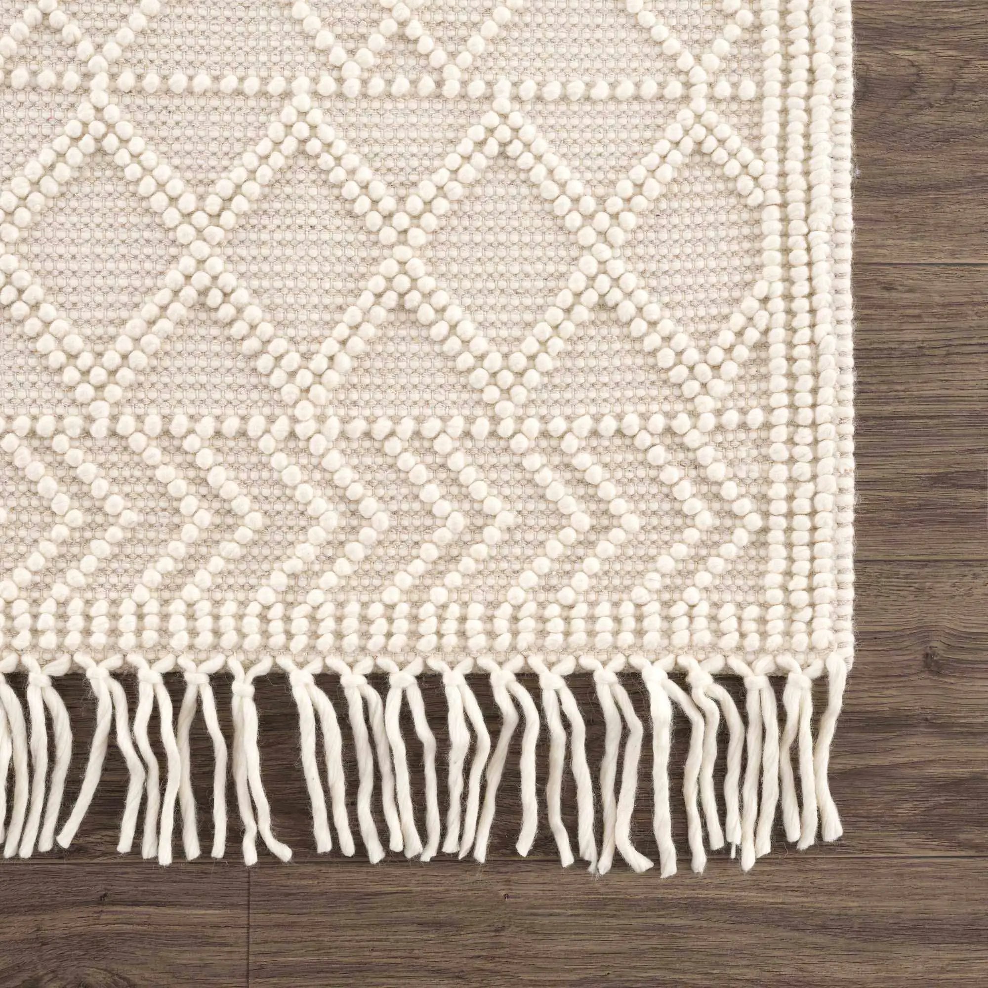 Ramsbury Beige Trellis Wool Rug by Boutique Rugs