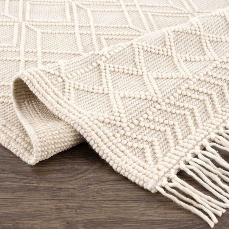 Ramsbury Beige Trellis Wool Rug by Boutique Rugs