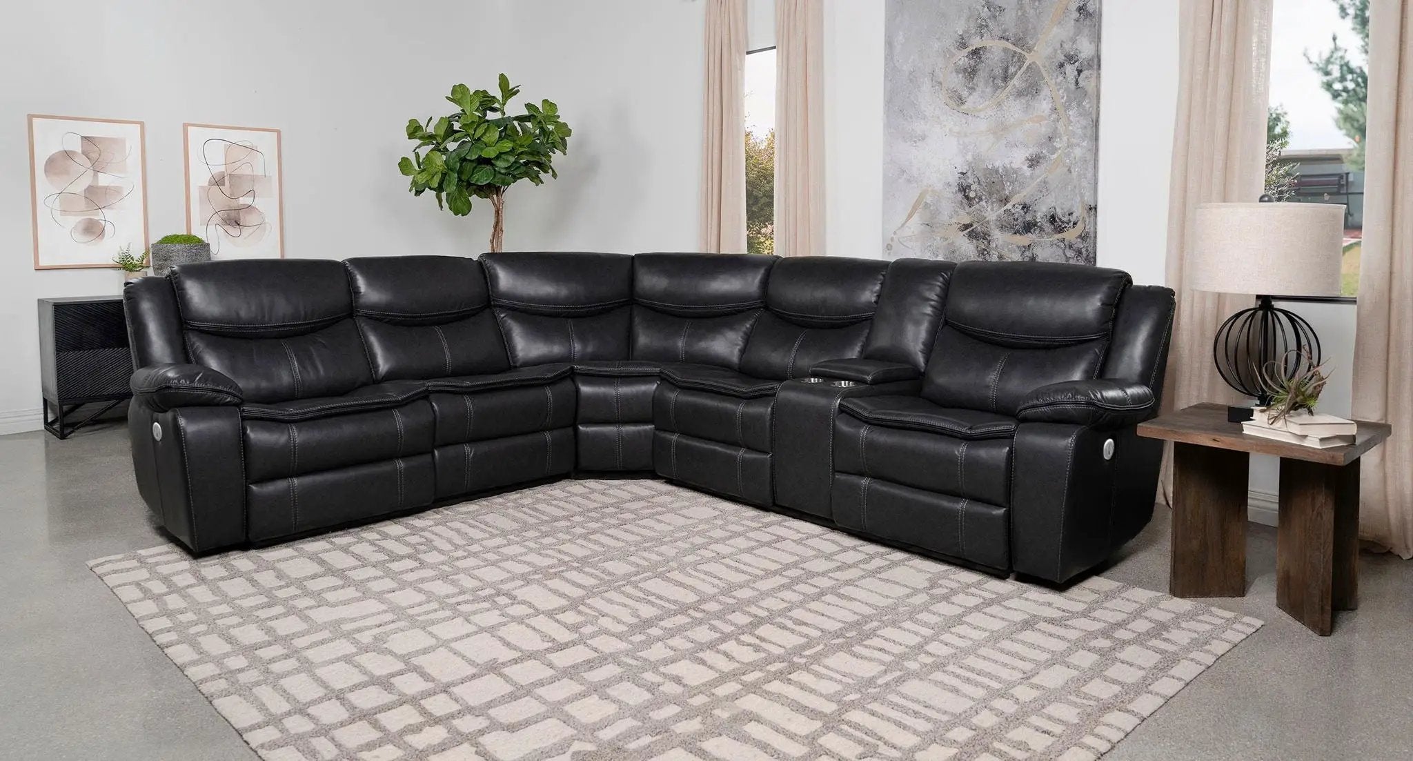 Sycamore Upholstered Power Reclining Sectional Sofa Grey by Unique Piece Furniture