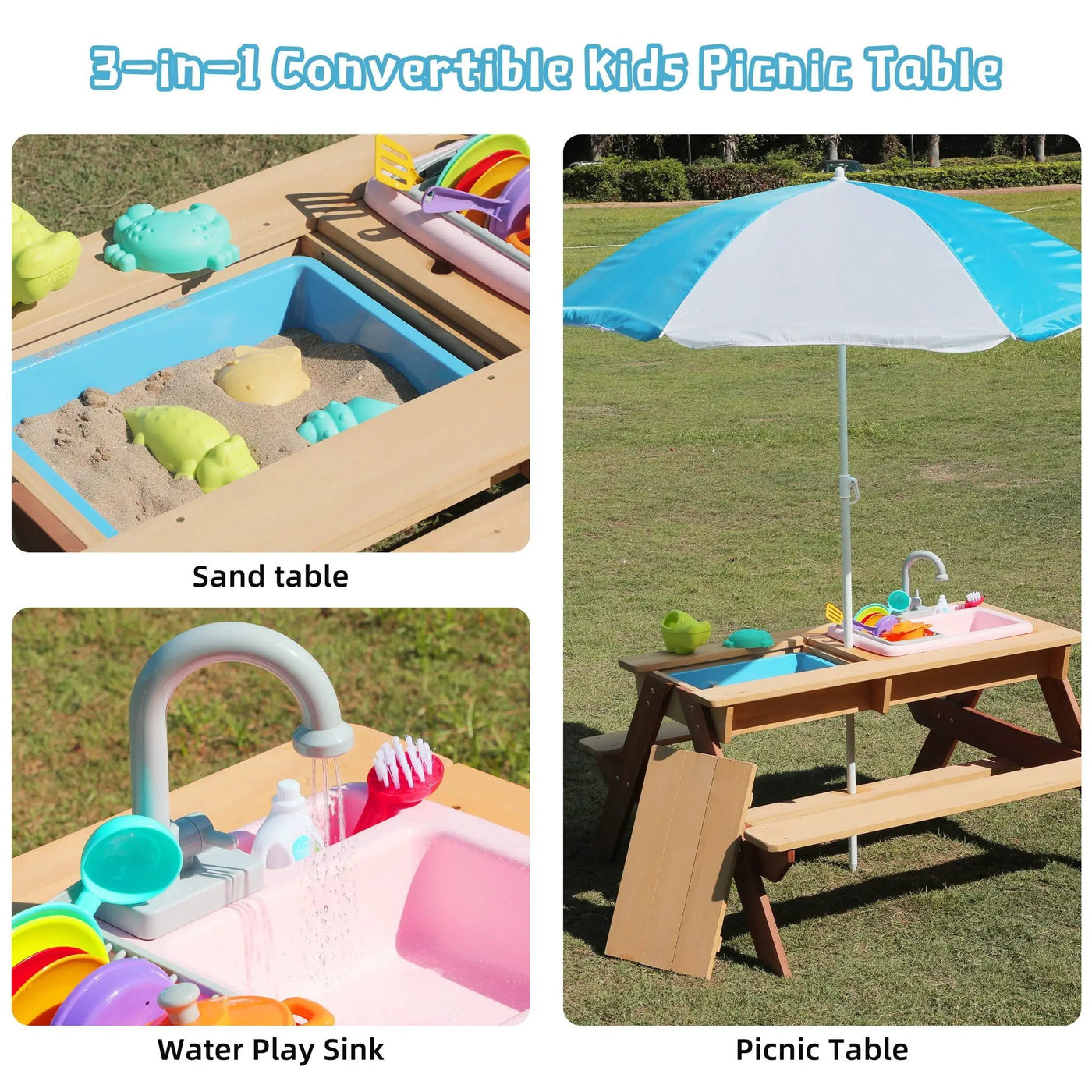 Kids Picnic Table With Sand and Water Table Conversion by HouseOfZazla