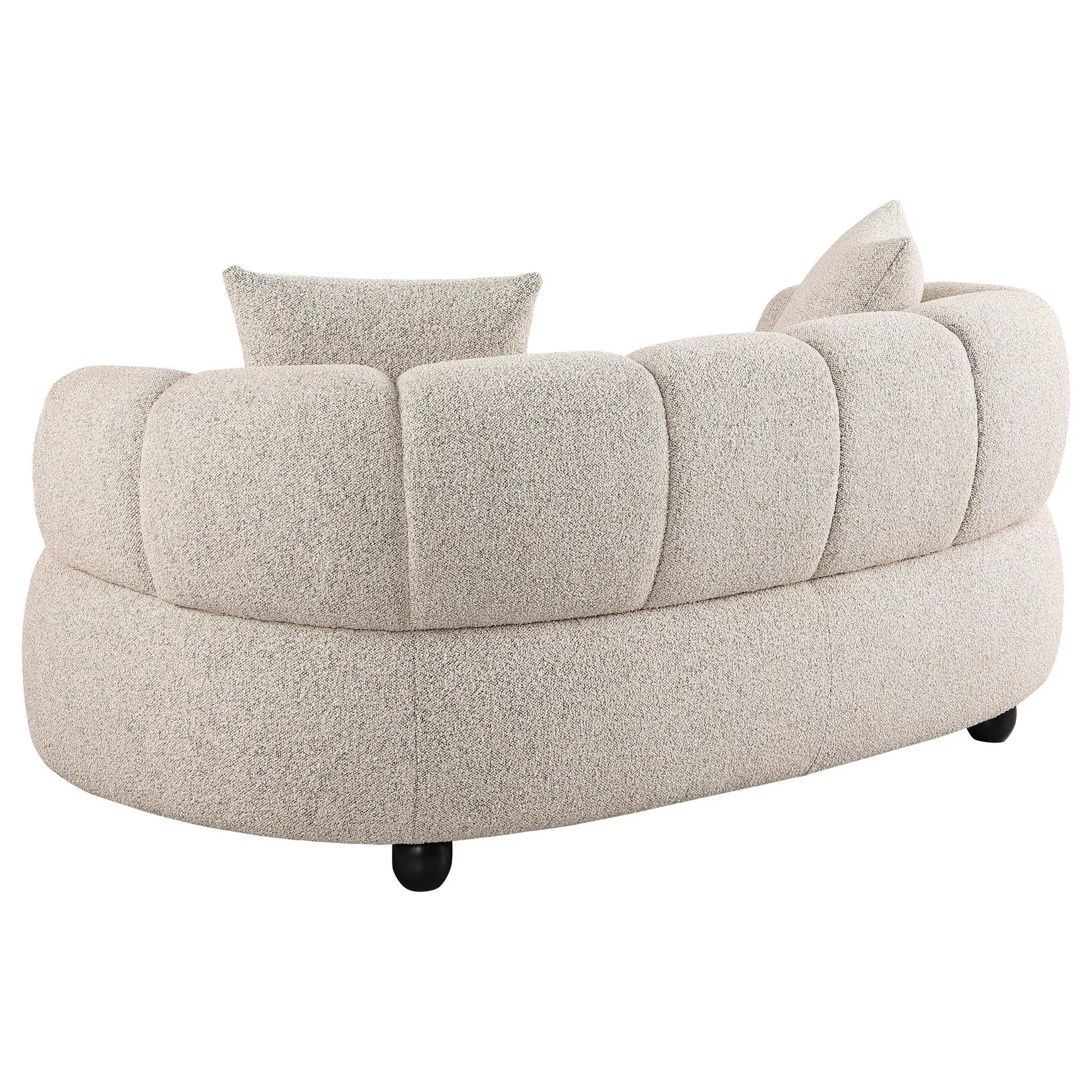 Whitney 2-Piece Contemporary Channel Tufted Boucle Sofa Set Pebble by Unique Piece Furniture