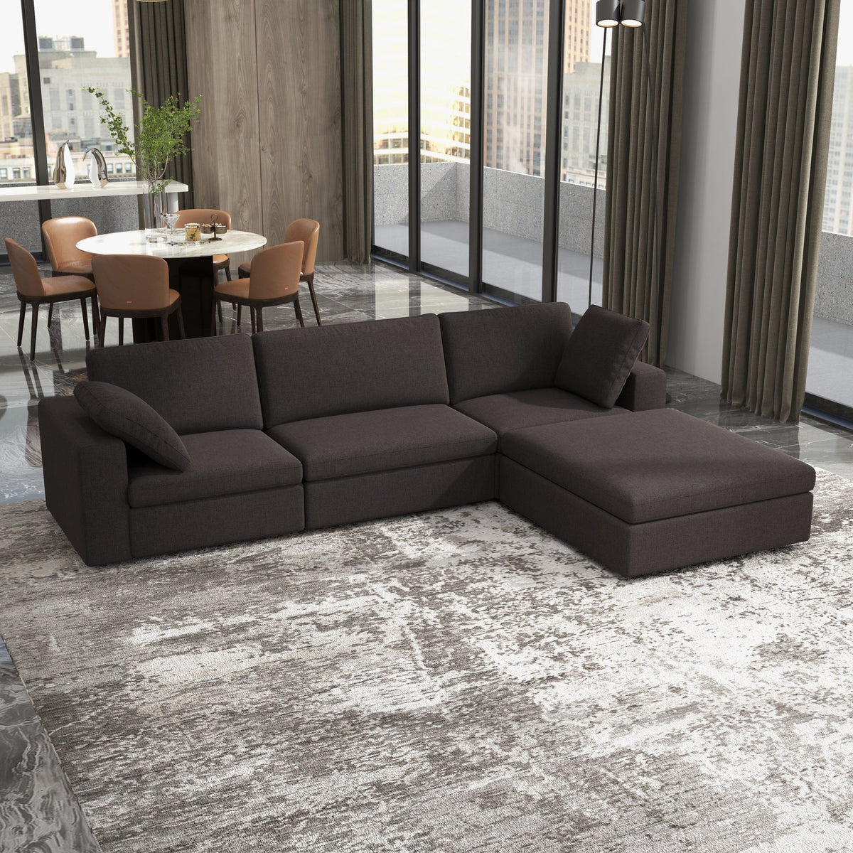 Dark Gray Modular Corner Sectional Sofa with Mid-Century Modern Design - Left Arm Facing, photo 12 of 13