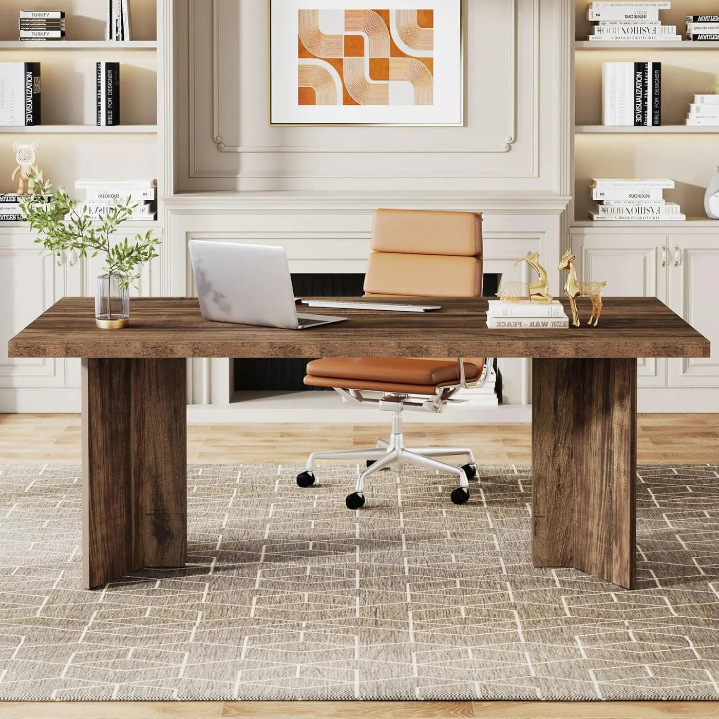 Executive Desk, Vintage Computer Workstation With Thickened Tabletop by HouseOfZazla