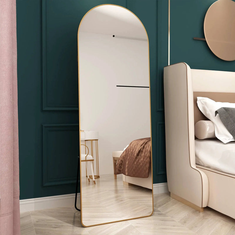The 4th Generation Floor Mounted Full Length Mirror with Gold Frame by HouseOfZazla
