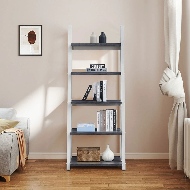 5-Tier Ladder Shelf with Rubber Wood Frame by HouseOfZazla
