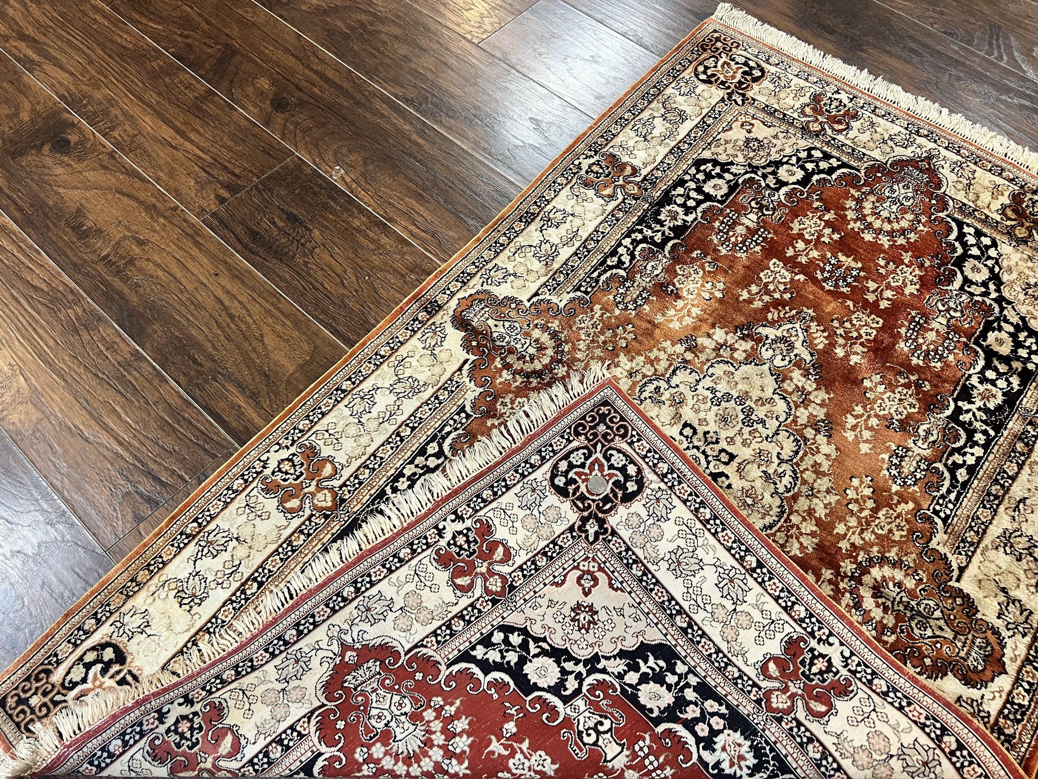 Turkish Silk Rug 3x5, Very Fine 400 KPSI, Floral Medallion, Hand Knotted by Jewel Rugs
