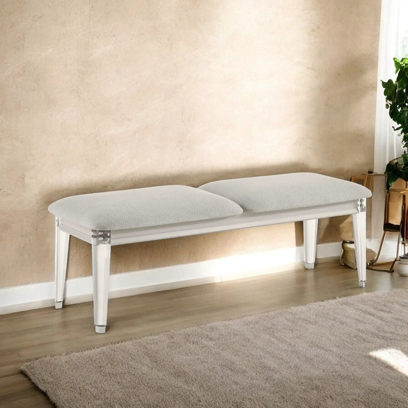Laveda Boucle Bench - Light Gray / White by HouseOfZazla