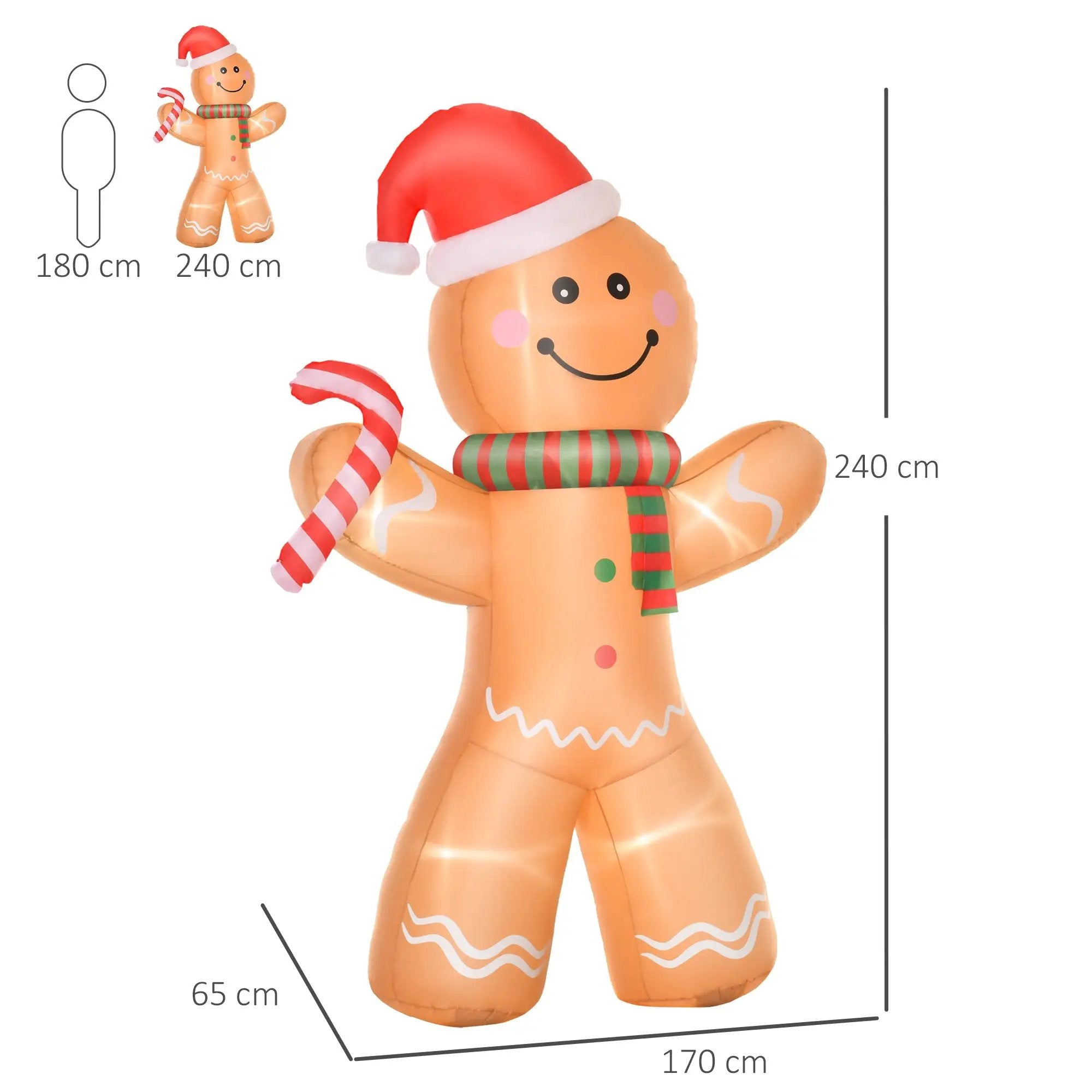 HOMCOM 8ft Christmas Inflatable Gingerbread Man Decoration by HouseOfZazla