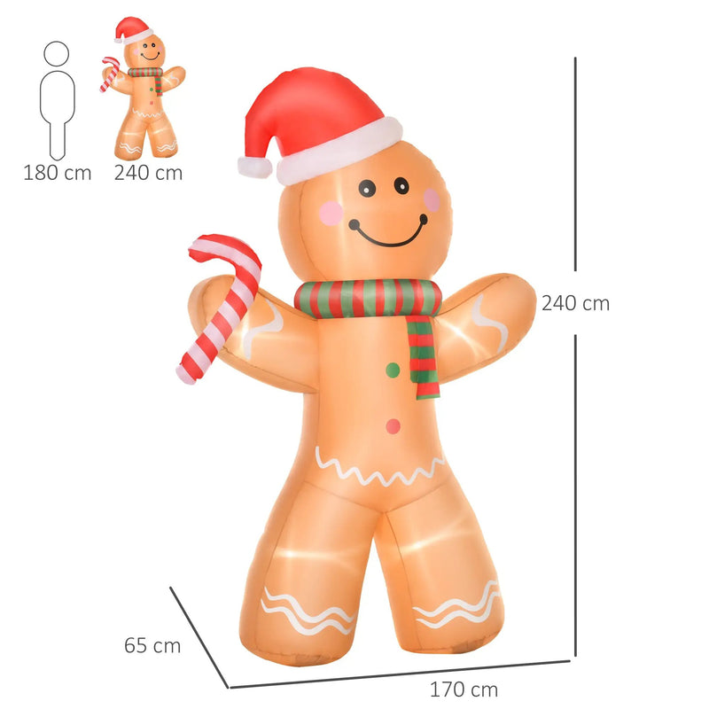HOMCOM 8ft Christmas Inflatable Gingerbread Man Decoration by HouseOfZazla