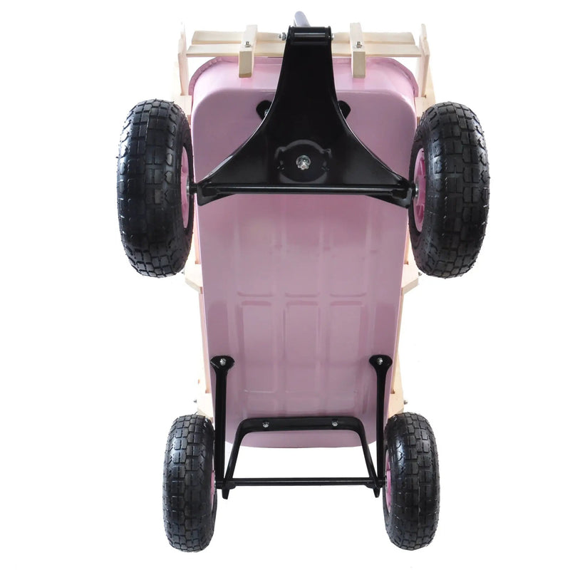 Outdoor All Terrain Garden Wagon with Wooden Railings and Pneumatic Tires by HouseOfZazla