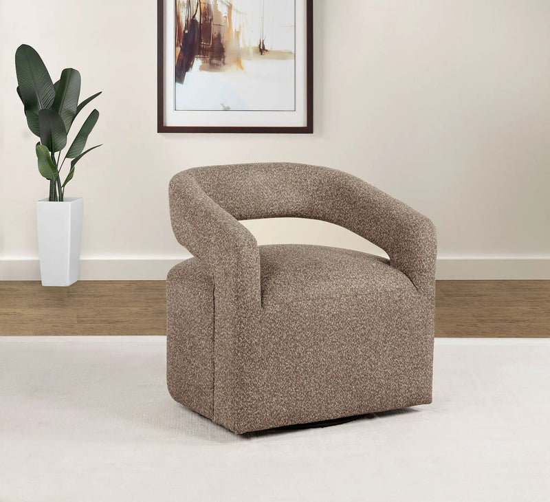 Westhill Boucle Upholstered Swivel Accent Chair Rocky Road by Unique Piece Furniture