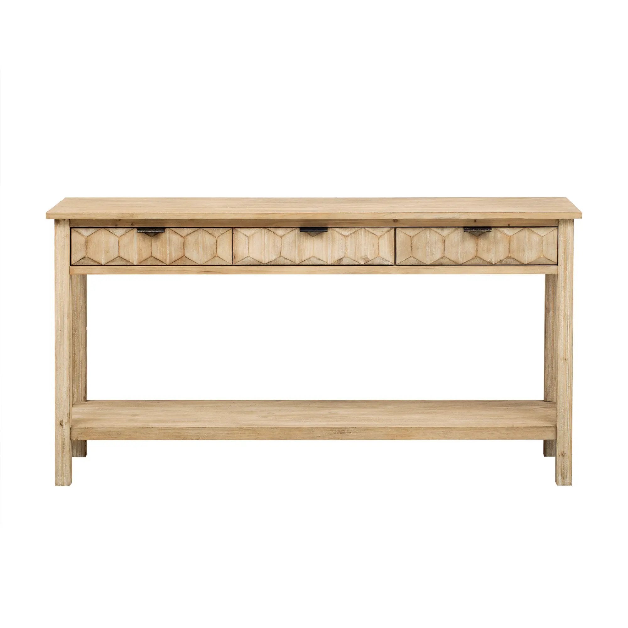 U_Style 58.3'' Fir Veneer Entryway Table with Honeycomb-patterned Fronts by HouseOfZazla