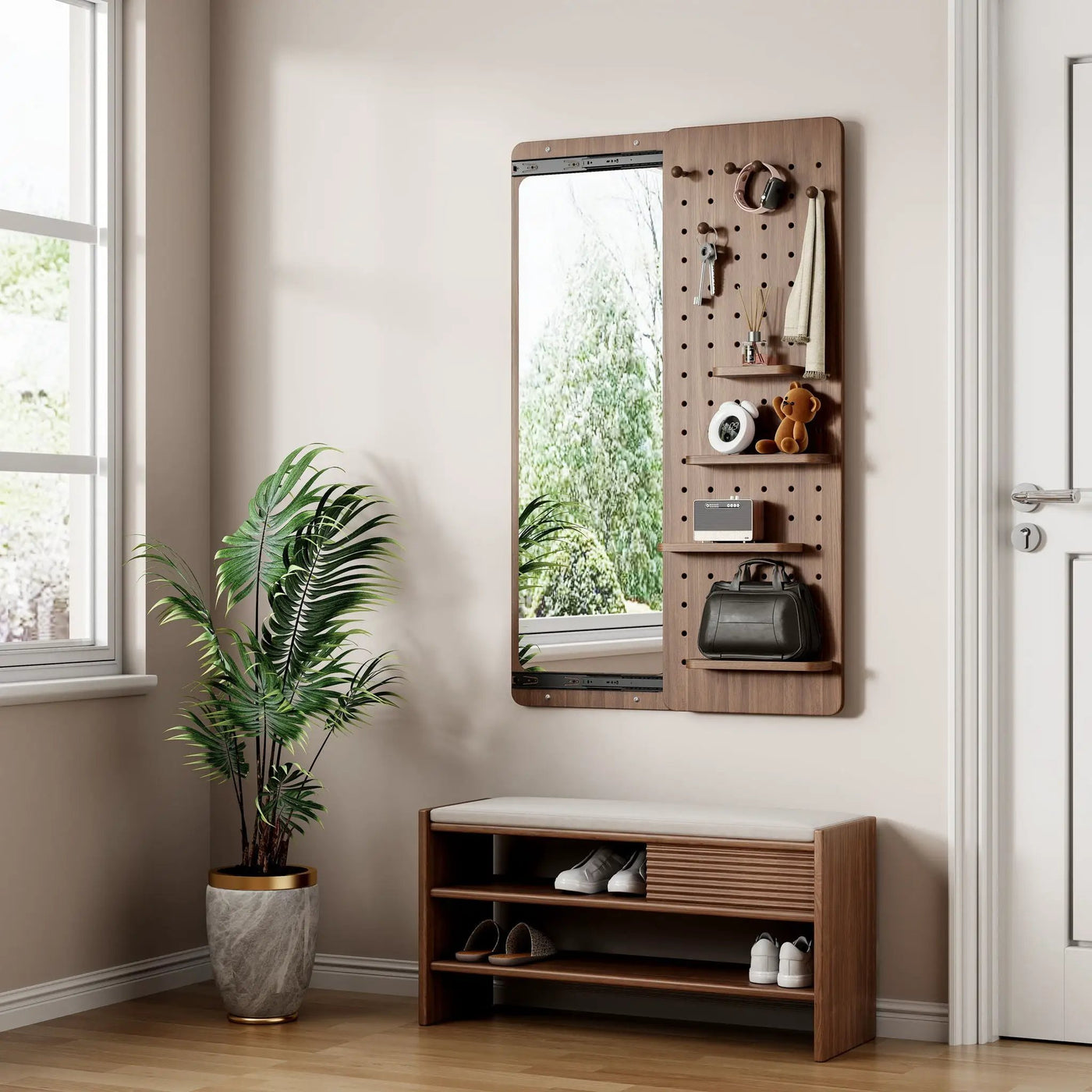 Wall Mounted Full Length Mirror With Shelf And Hook by HouseOfZazla