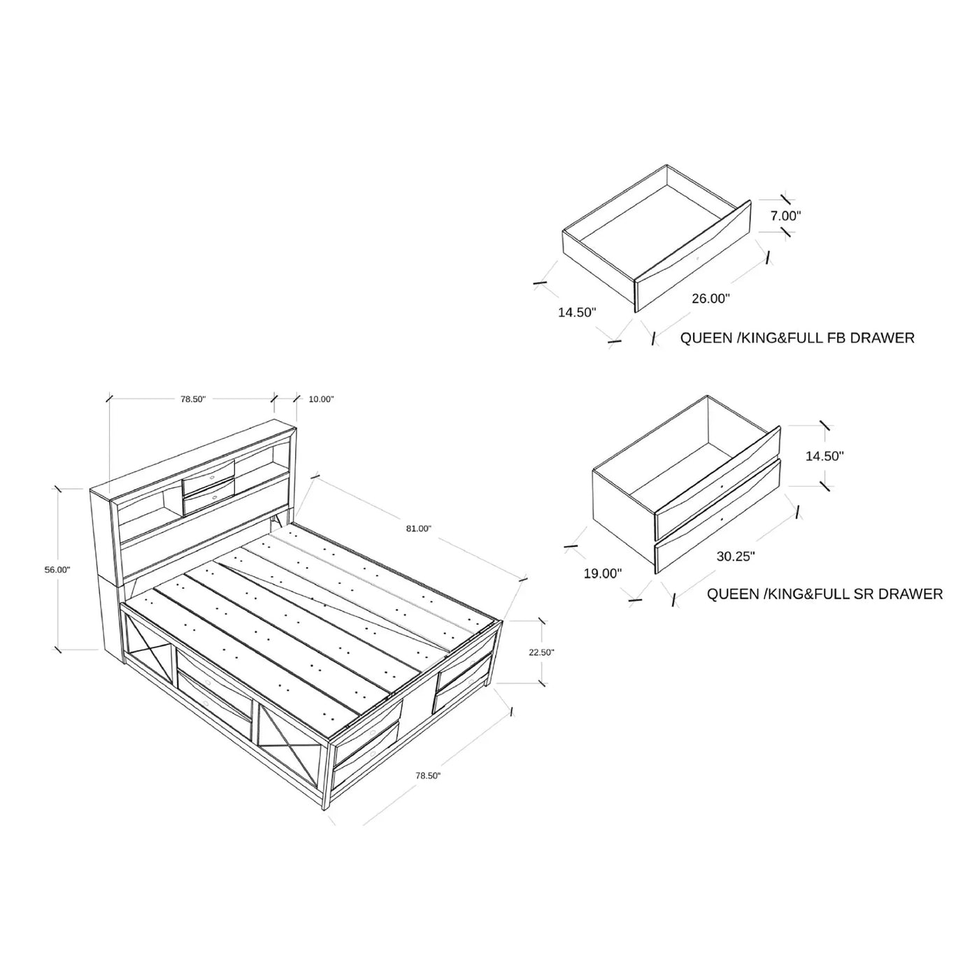 Lucille - Bed With Storage And Bookcase Headboard by Unique Piece Furniture