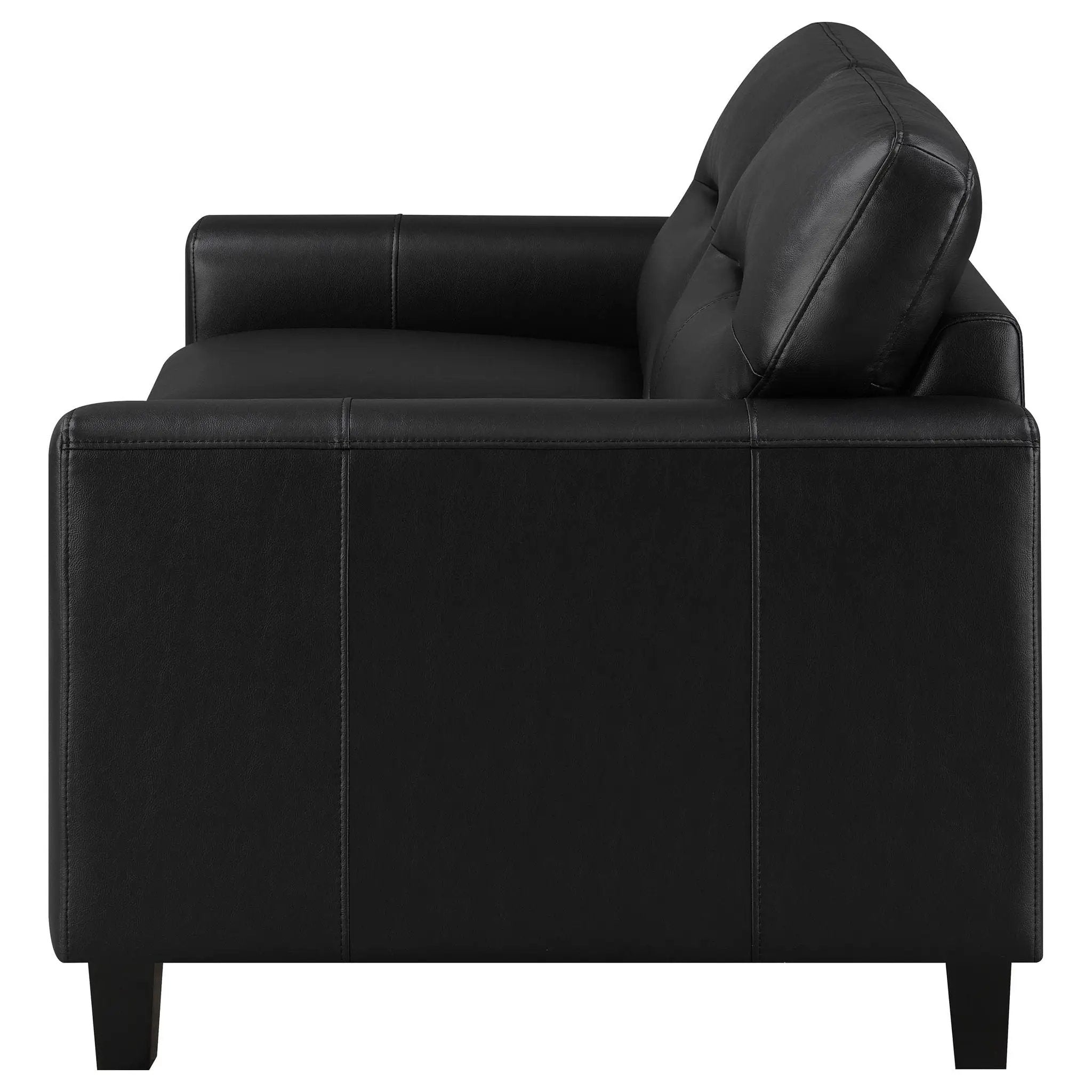 Scotland Faux Leather Upholstered Track Arm Loveseat Black by Unique Piece Furniture