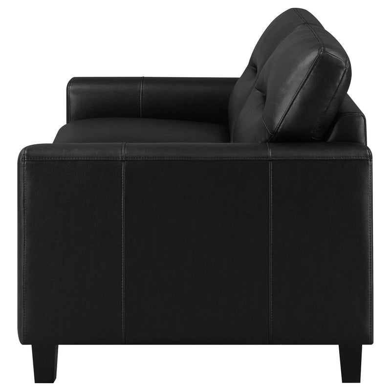 Scotland Faux Leather Upholstered Track Arm Loveseat Black by Unique Piece Furniture