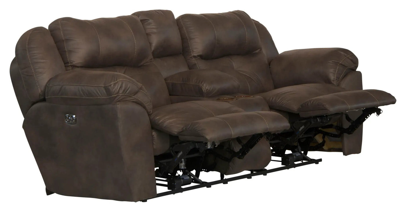 Ferrington - Power Lay Flat Reclining Console Loveseat with Power Adjustable Headrest & Lumbar by Unique Piece Furniture