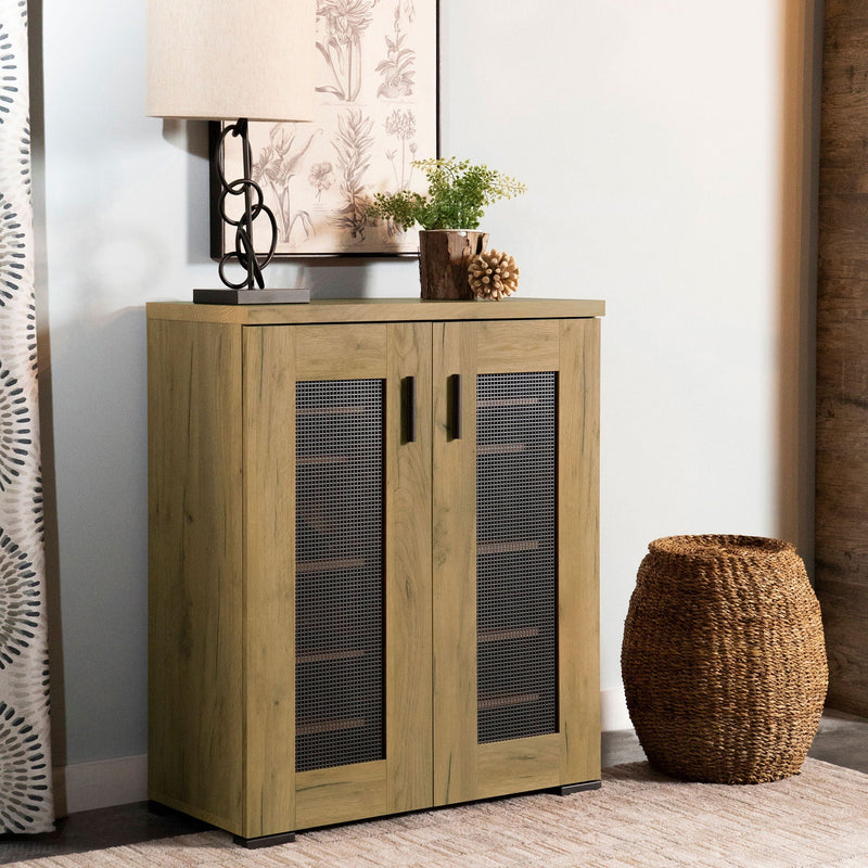 Door Accent Cabinet With Screens - Brown by HouseOfZazla