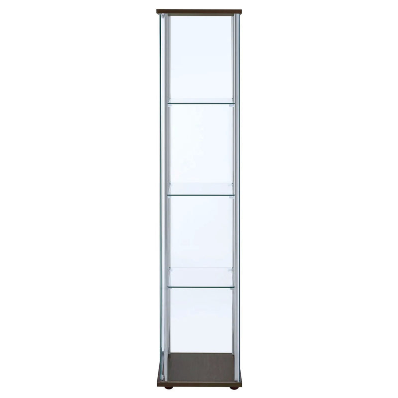Bellatrix 3-shelf Clear Glass Curio Cabinet Cappuccino by Unique Piece Furniture