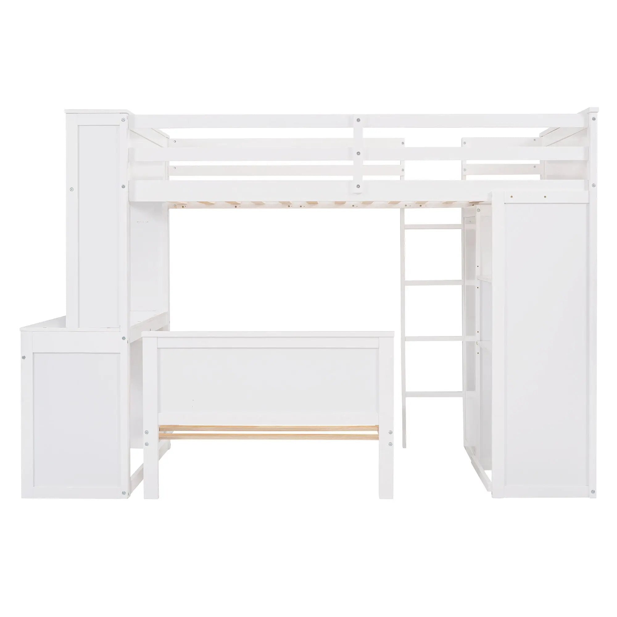 Loft Bed With A Stand Alone Bed, Shelves, Desk, And Wardrobe by HouseOfZazla