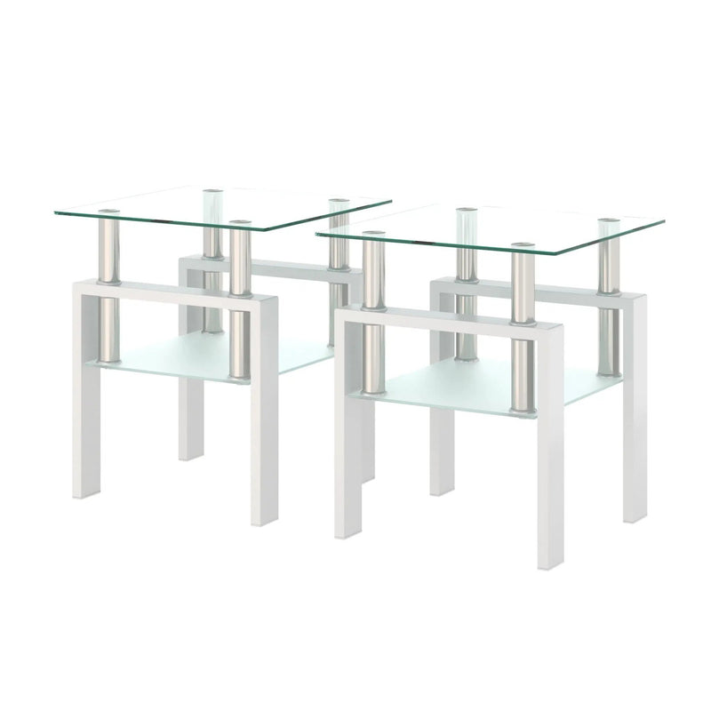 Modern Tempered Glass Tea Table, End Square Table For Living Room by Unique Piece Furniture