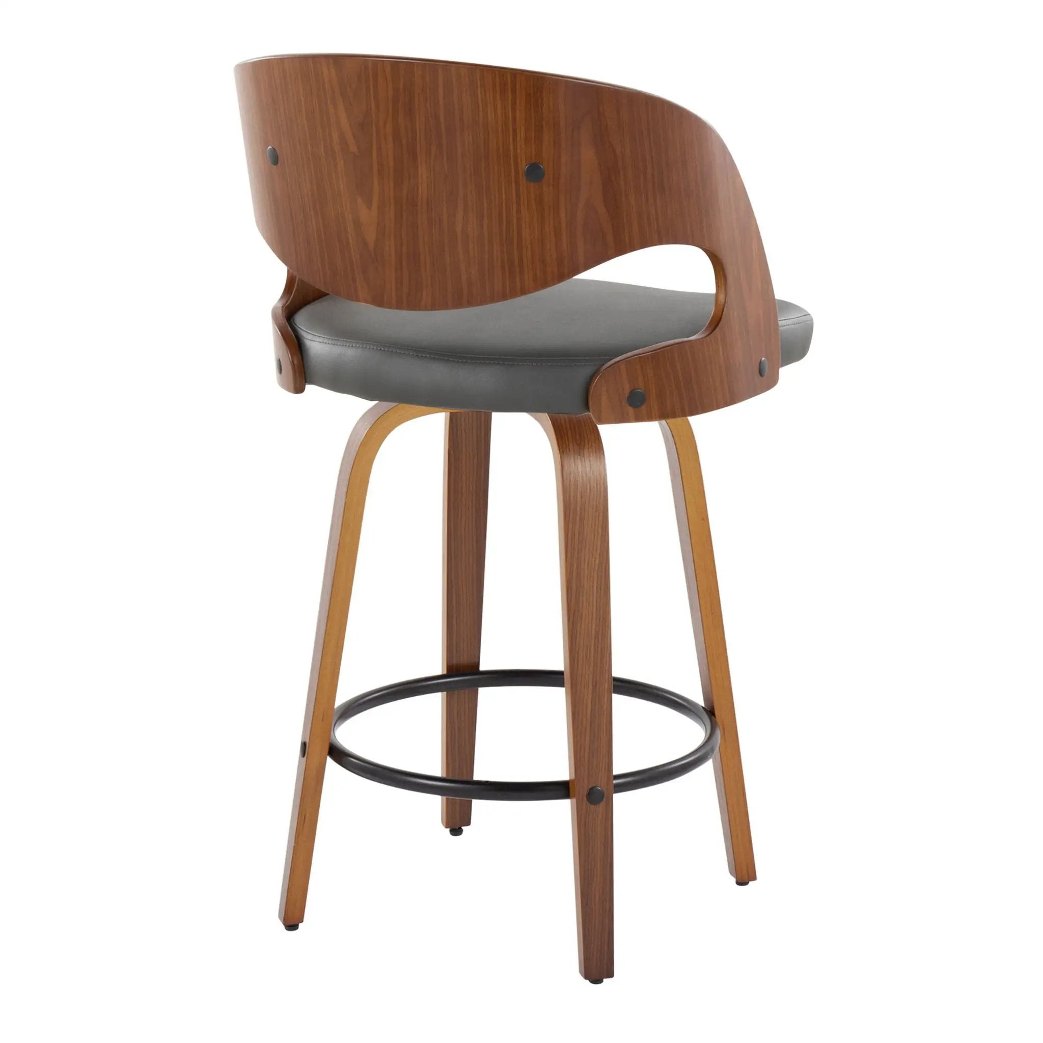 Pino - Mid Century Modern Fixed Height Barstool With Swivel With Round Footrest (Set of 2) by Unique Piece Furniture