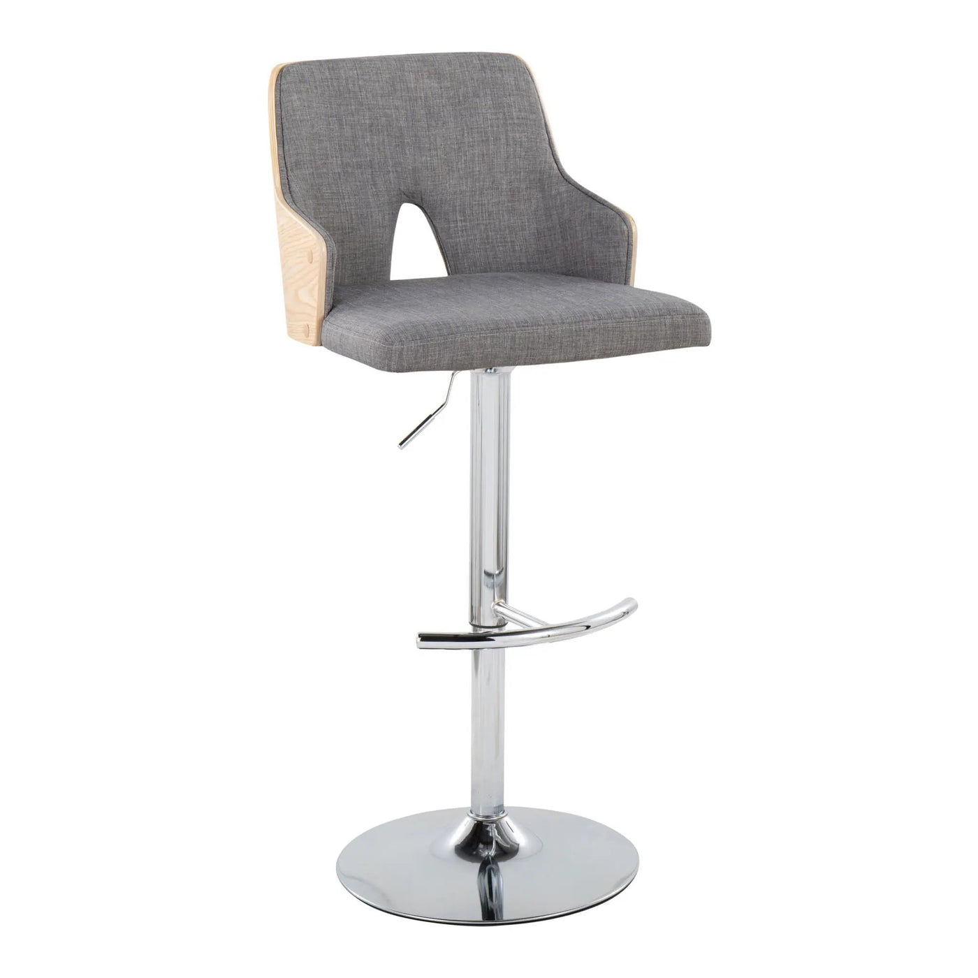 Stella - Contemporary Adjustable Barstool Stool With Swivel & Rounded T Footrest (Set of 2) by HouseOfZazla