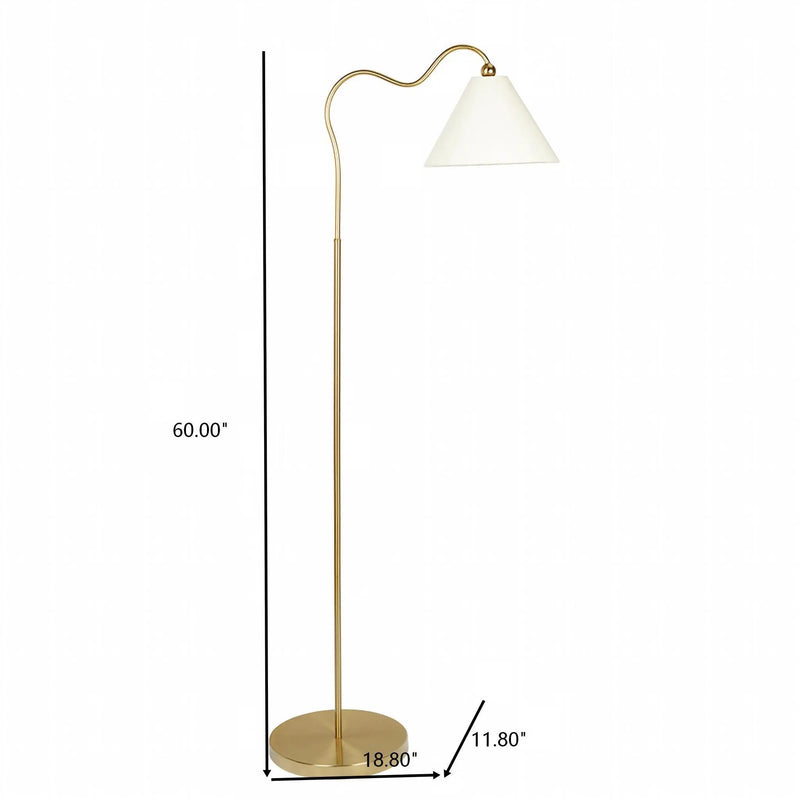 Majestic - Ring Base Curved Floor Lamp With Triangle Drum Shade - Gold / White by Unique Piece Furniture